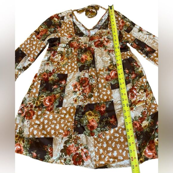 Andree By Unit Savanna Jane Floral Patchwork Babydoll Dress Womens Size Small - Picture 12 of 12